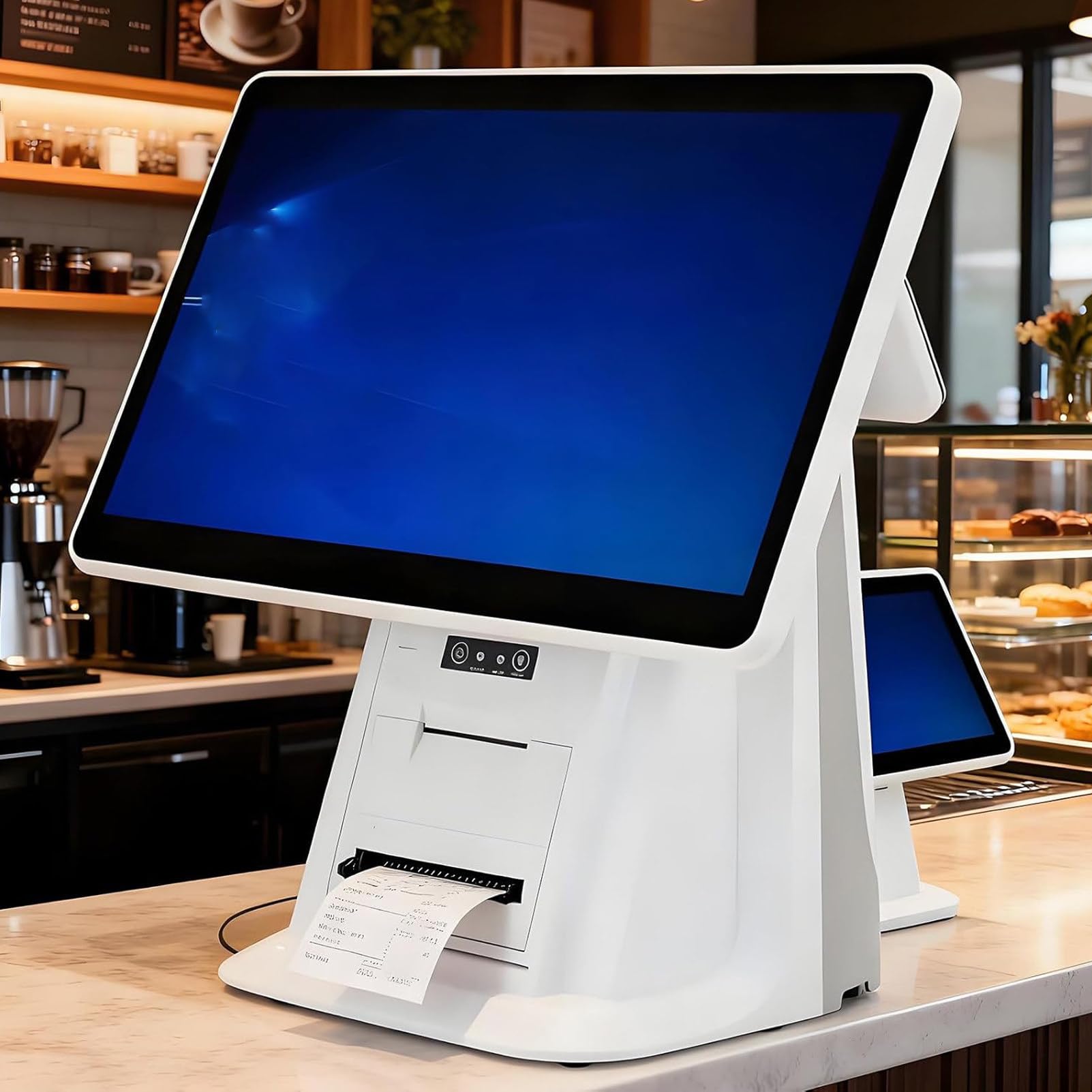 Feiphla Smart Cash Register,15.6 Inch Touchscreen Monitor for Retail and Restaurant Use - All-in-One Cash Register for Small Businesses and Stores DualScreen-A（58mm）