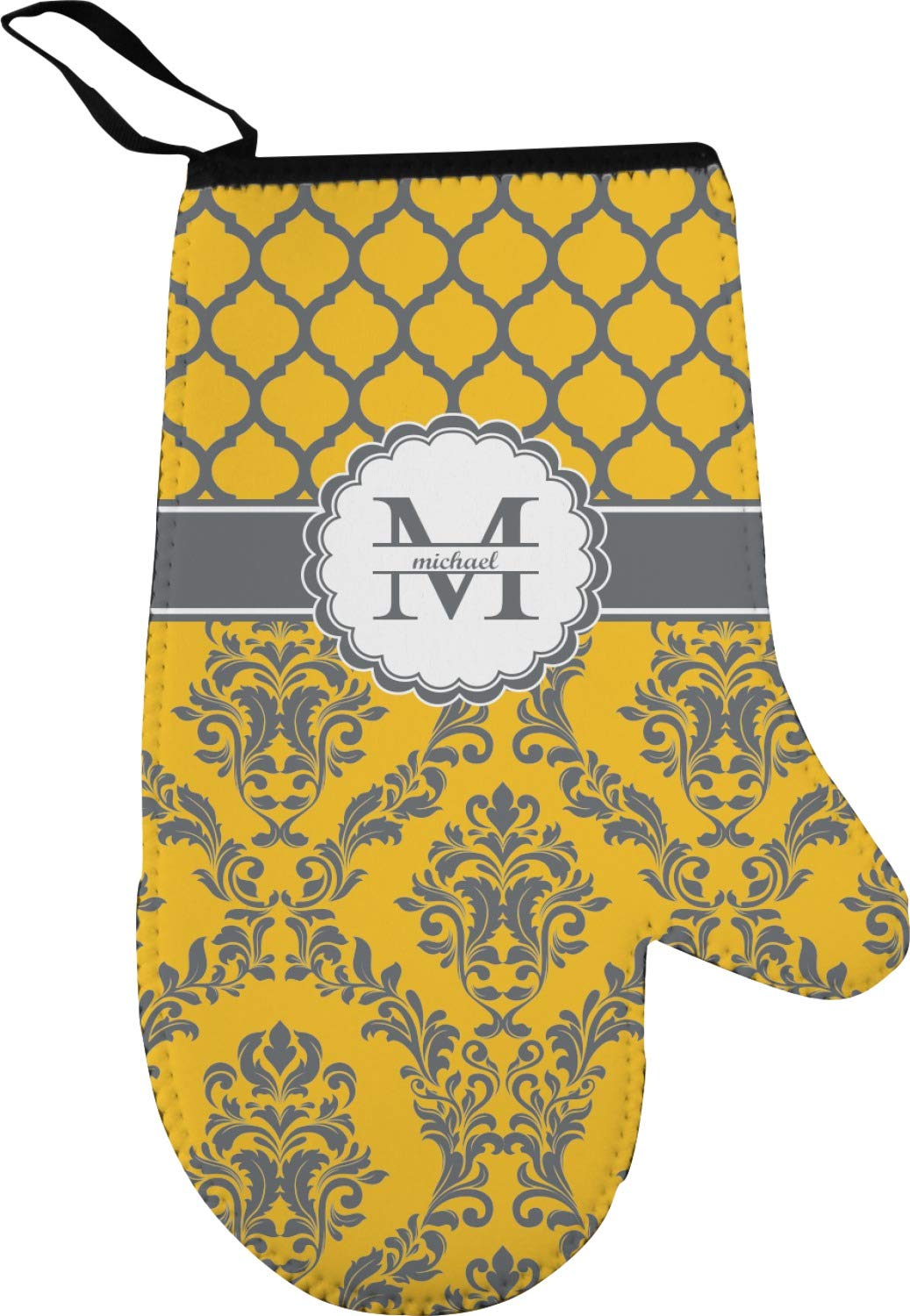 RNK Shops Personalized Damask & Moroccan Right Oven Mitt & Pot Holder Set w/Name and Initial