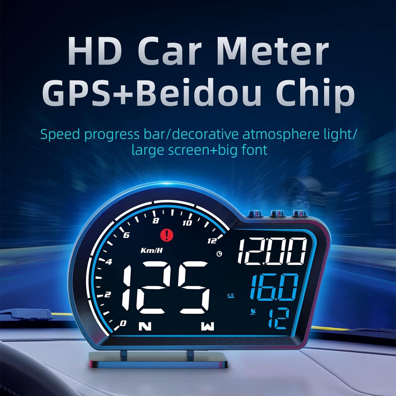 HUD Head Up Display, 5,5 inch OBD2 auto, veelkleurig windshied reflecterend scherm, speed-weergave met snelheids- en vermoeidheidsherinnering voor alle voertuigen