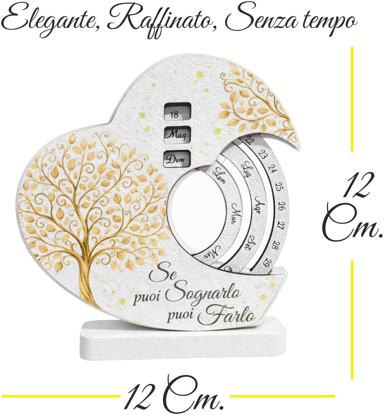 Regalami Set 10 Bomboniere Calendario Perpetuo Albero della Vita – Calendario Infinito con Ruote Girevoli 12x12 cm – Bomboniera Completa (10, Rotondo)