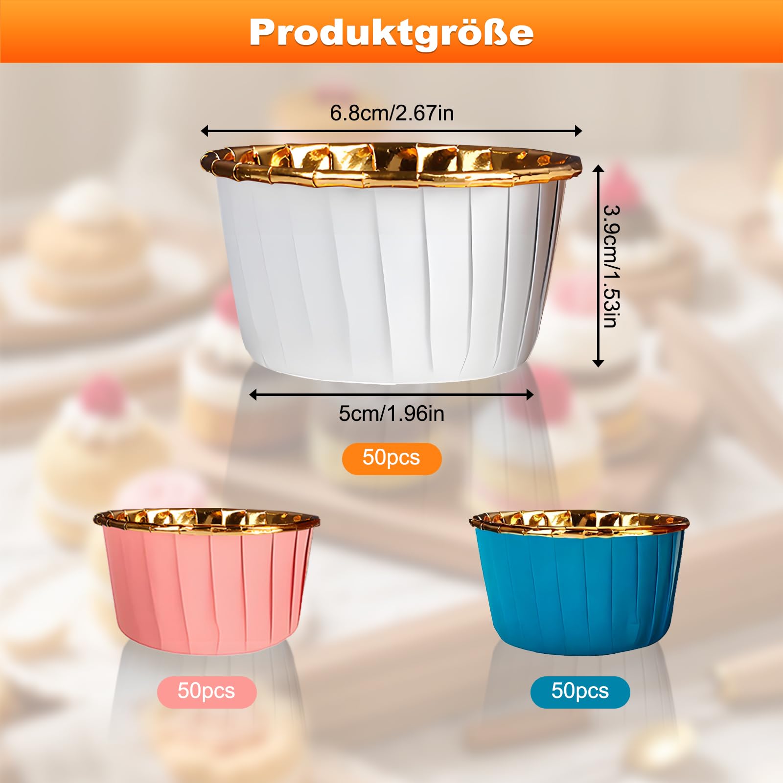 150 sztuk foremek do babeczek, papierowe foremki do muffinek z folii aluminiowej, białe/różowe/niebiesko-złote do babeczek, pieczenia deserów, urodzin, wesela i imprezy