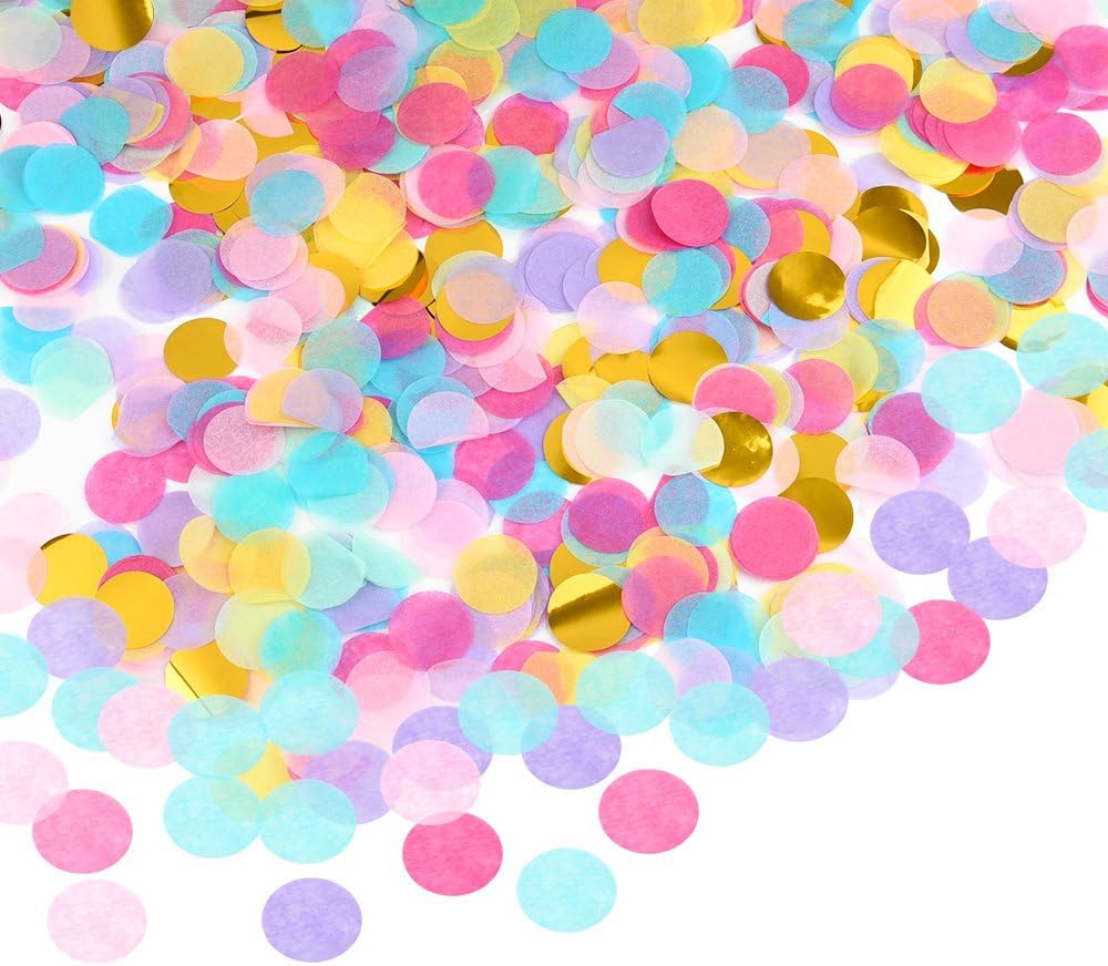 FEPITO 5000 Pieces Multicolor Paper Confetti Round Tissue Confetti Table Confetti for Valentine's Day Wedding Birthday Party Decoration