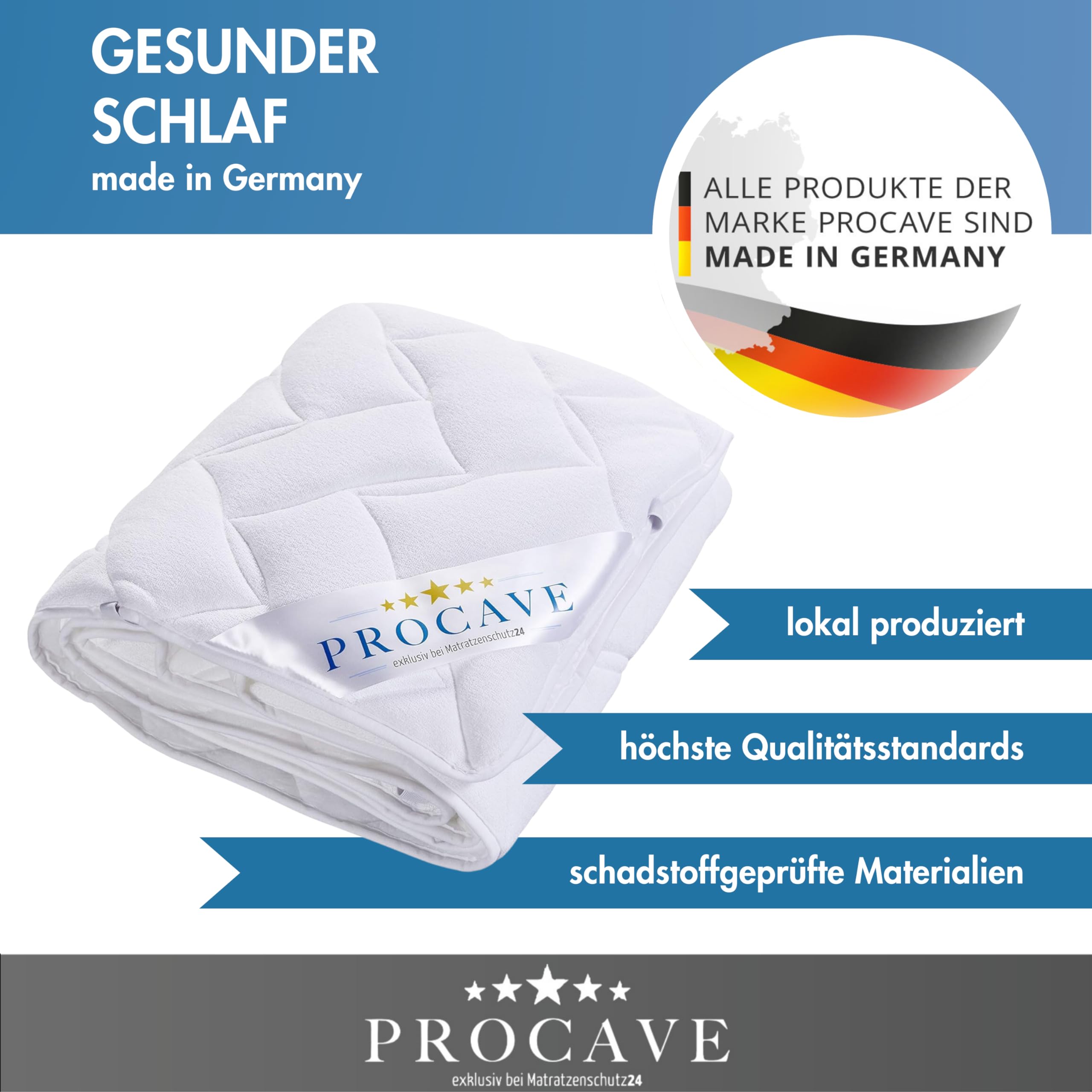 PROCAVE 1810-1811-1812 Protège-Matelas surpiqué, Tissu éponge, Weiß, 100x210 cm