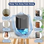 MADETEC Déshumidificateur, petits déshumidifiants pour maison 350pi2, 35 OZ Réservoir d'eau avec arrêt automatique, Ultra Tranquille, sauveuse d'énergie, Mini Déshumidifère pour Sous-sol Chambre Salle de bain Closet Garage RV(Noir)