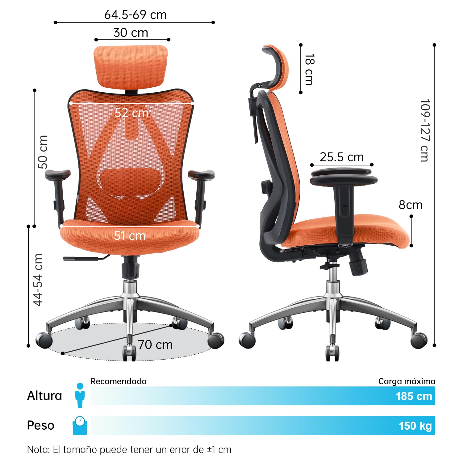 SIHOO M18, Sedia Ufficio Ergonomica, Sedia scrivania con Braccioli Regolabili 3D,Sedia Ergonomica con Supporto Lombare,Sedia Gaming con Poggiatesta Regolabile,Delicato sulla Pelle Mesh (Rosso)