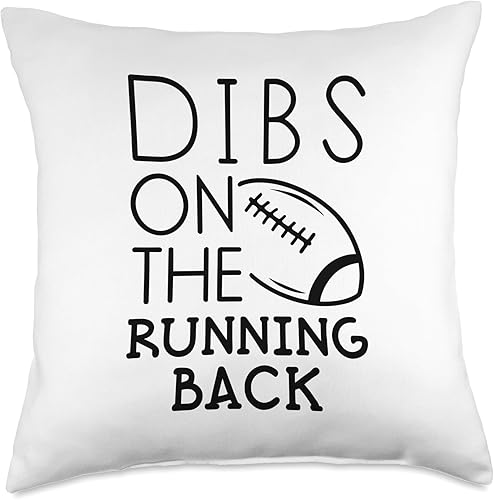 Funny Football Season Tees Dibs On The Running Back Football Wife Girlfriend Girl RB QB Throw Pillow, 18x18, Multicolor