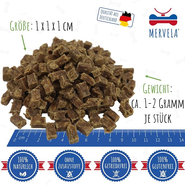 Foto 5 de 6 de MERVELA® Cubos para masticar de cordero premium para perros, 500 g, ideal como golosinas de entrenamiento