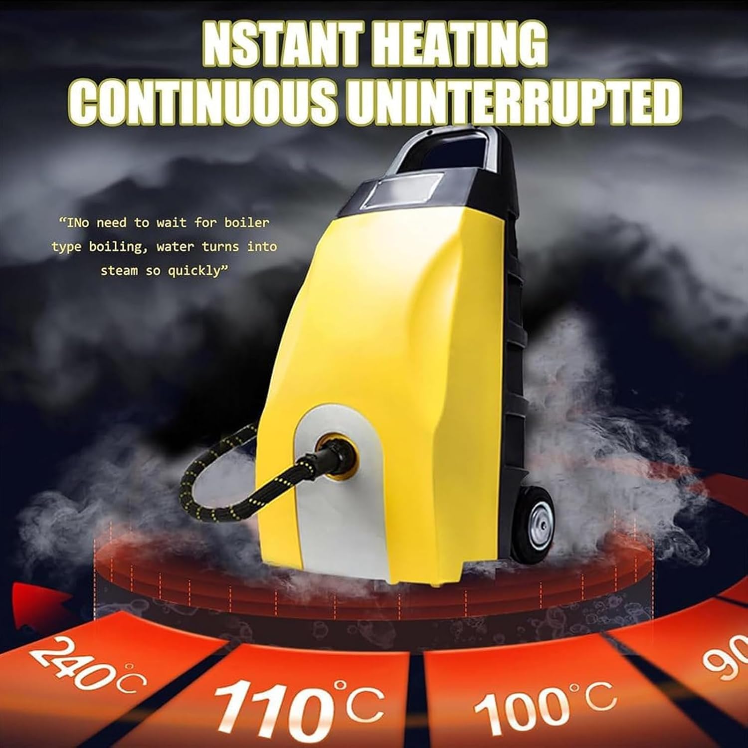 3.5L High-Temp Steam Engine Cleaner, Multi-Purpose High-Pressure Steam Washer 40-Second Fast Heat-Up, Continuous Steam Output w/ 6 Accessories for AC, Mattress & Kitchen Grease Cleaning
