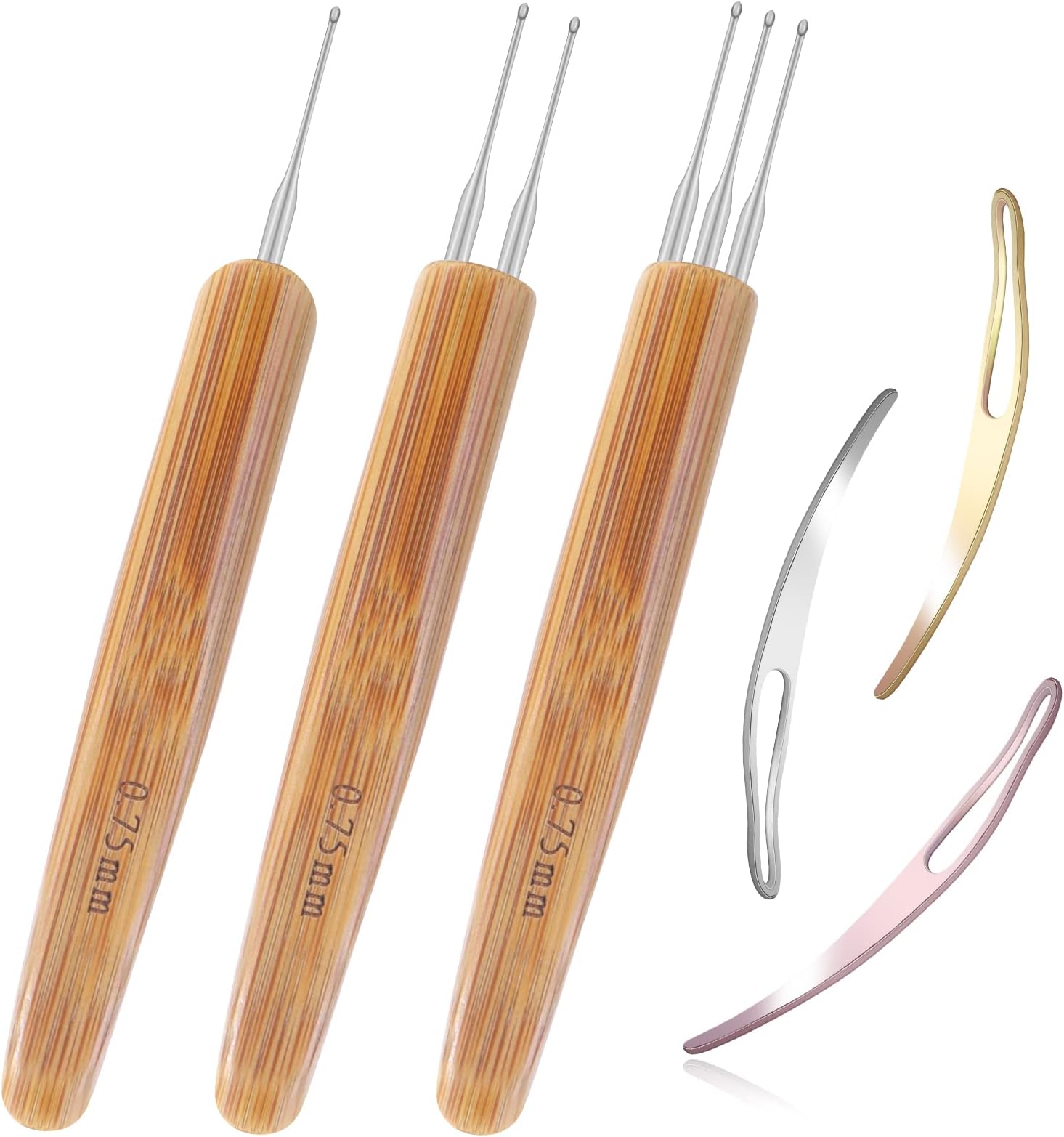 6PCS Dreadlock Crochet Hooks for Hair, Durable 0.75mm Dreadlock Crochet Needle with Interlocking Tool for Locs, Excellent for Maintaining Real Dread Loc