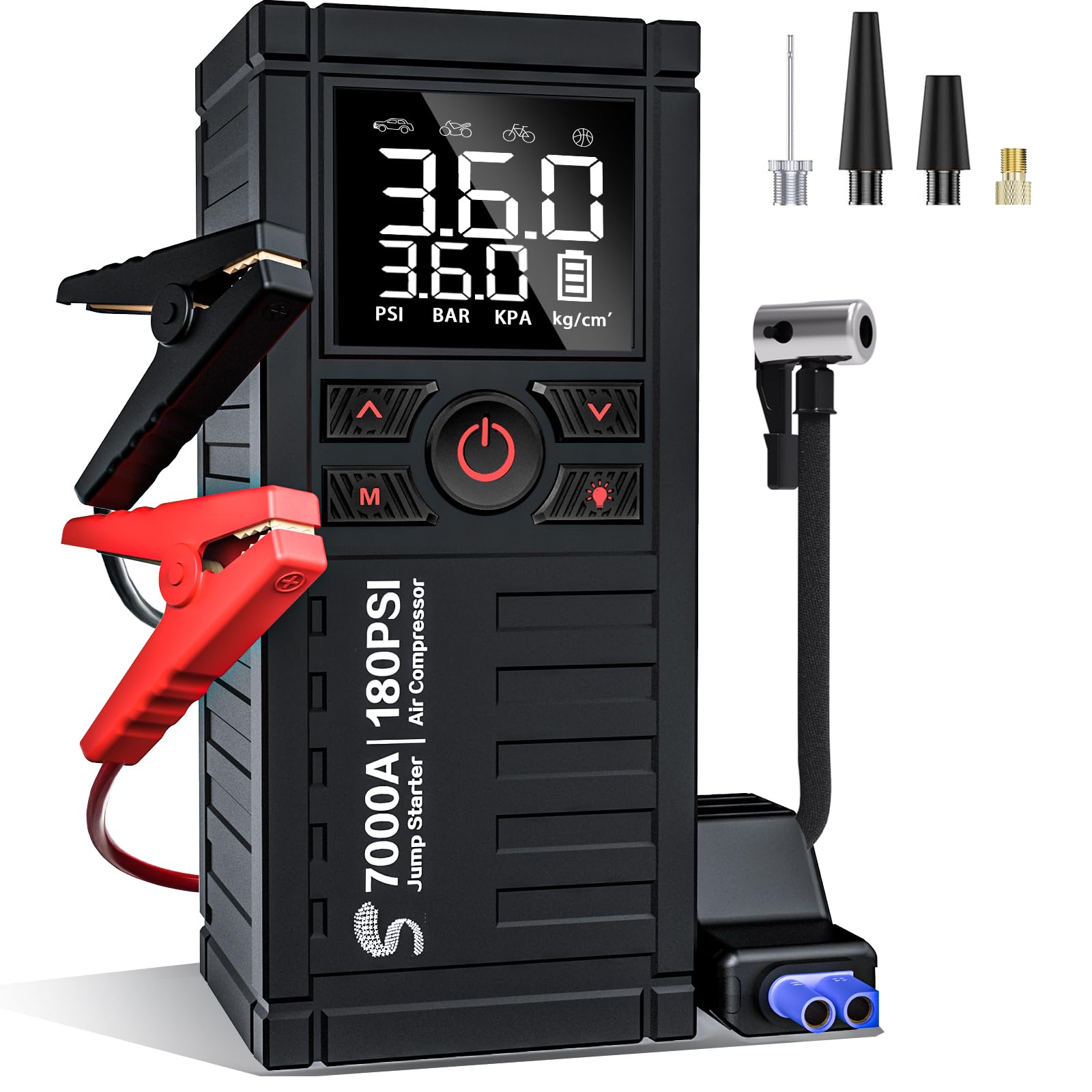Jump Starter with Air Compressor 7000A 180PSI Car Battery Jump Starter Jump Box All Gas 10 0L Diesel