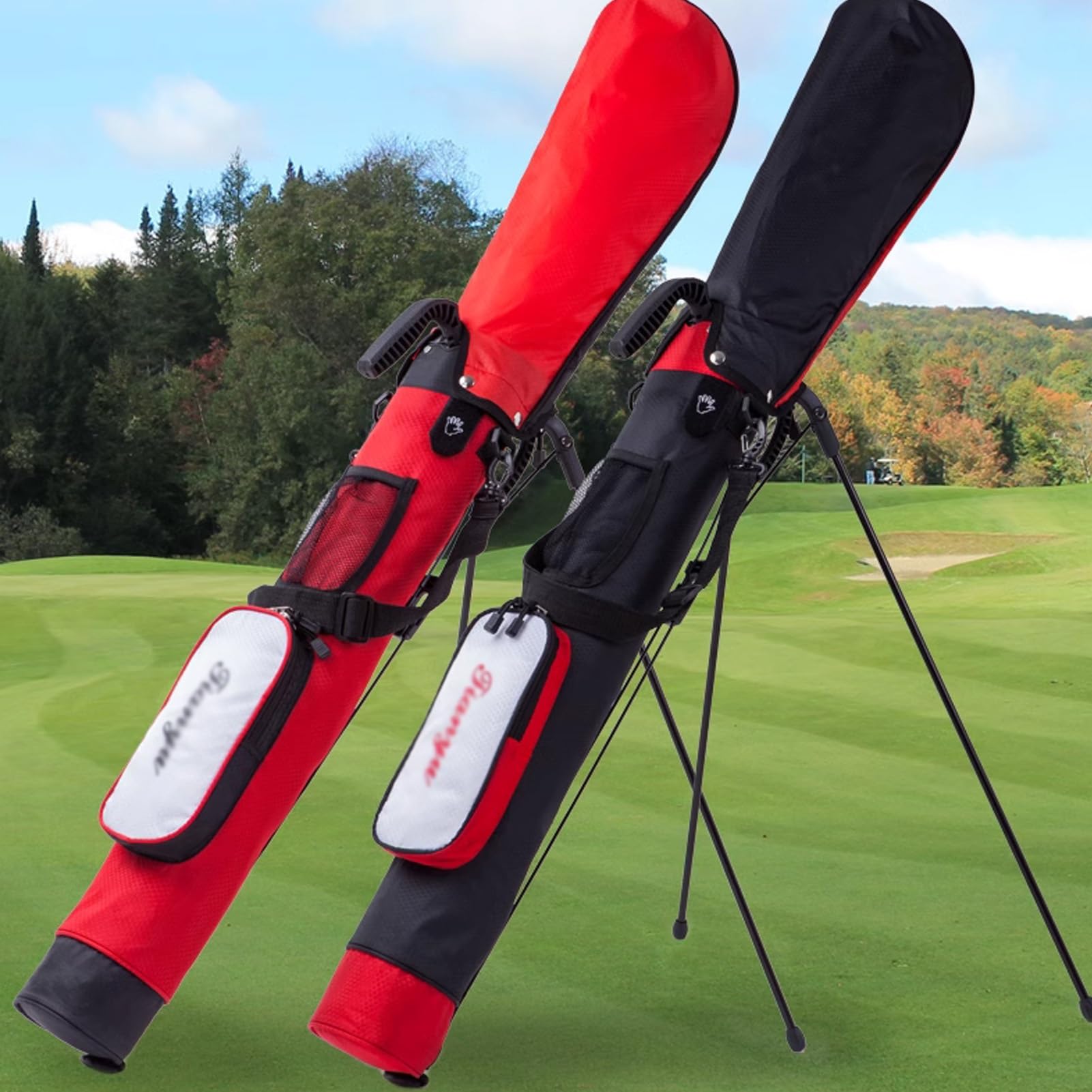 Lightweight Stand Carry Bag, Sunday Golf Bag with 2 Pockets, Speed Handle, and Strap, Ideal for Golf Course & Travel (Size : Red)