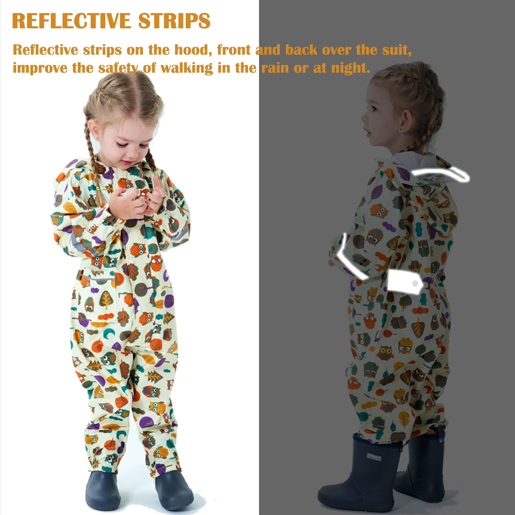 Fewlby Chubasquero Impermeable Niños Poncho de Lluvia Niñas Chaqueta Impermeable Ligero Abrigos de Lluvia Mono Impermeable con Capucha Traje de Lluvia 1-10 Años