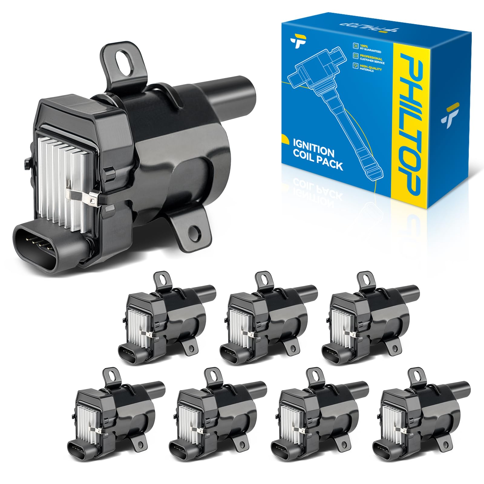 PHILTOP Ignition Coils Fit for 1999-2006 Silverado 1500 4.8L/5.3L