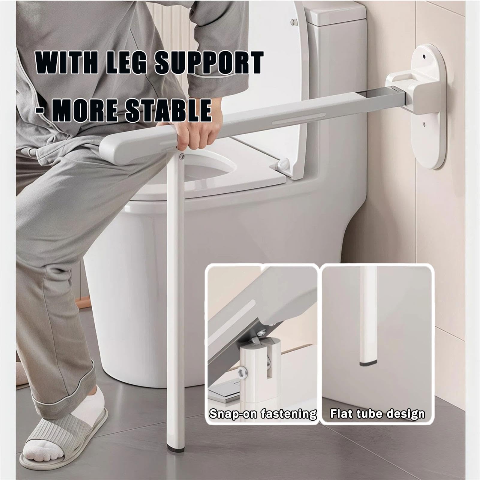 Barra Apoyo Abatible para BañO Adaptado, Barandilla Seguridad, Barra Apoyo Abatible para BañO, Inodoro, WC, 150 Kg Carga, para Personas Mayores, Mujeres Embarazadas