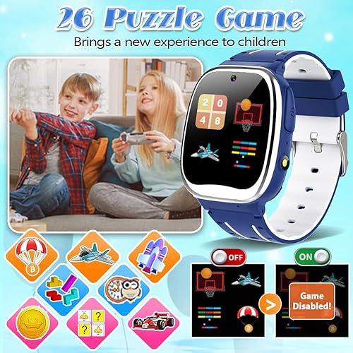Miniatura 3 de Semloo Reloj inteligente para niños y niñas de 3 a 12 años, reloj de juego con cámara de videos, 26 juegos de rompecabezas, reproductor de música,