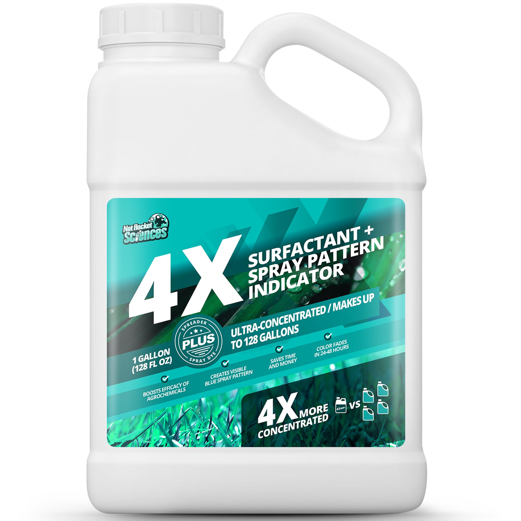 1 Gallon 4X Spray Pattern Indicator Dye + Surfactant, Makes 128 Gallons of Wetting Agent for Lawn & Turf Mark - Effective Spray Indicator, Liquid Blue Dye for Marking Turf, Easy to Mix & Apply