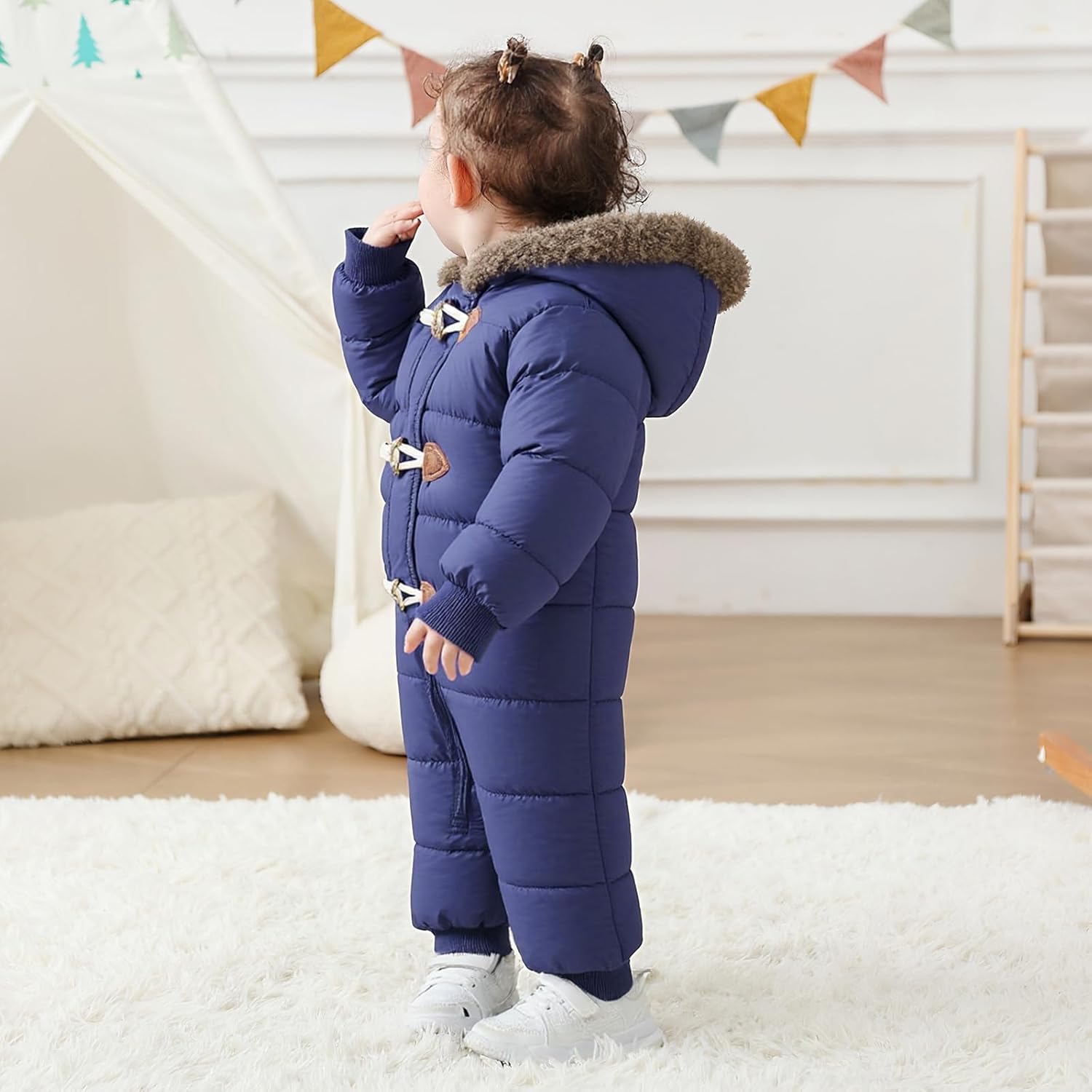 Belovecol Baby Boys Girls Snowsuit Toddler Snow Suit with Zipper Winter Warm Jumpsuit Coat for 3-24 Months - Image 3