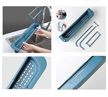 ⭐️便利アイテム⭐️スポンジホルダー シンク貼り付け型 (スモークグレー) Amazon｜キッチン シンクラック 伸縮式 スポンジホルダー