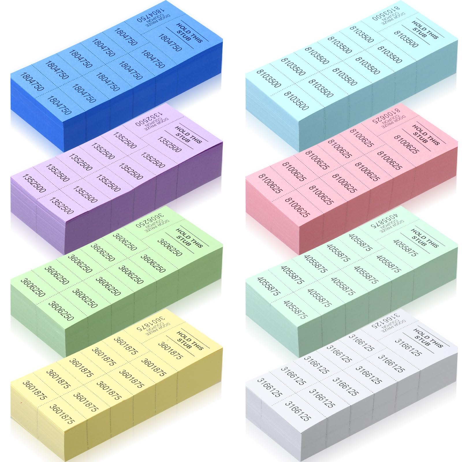 Kosiz 1000 Sheets Raffle Tickets with 10 Bid Numbers Per Sheet Colored Raffle Tickets Sheets for Chinese Auction Basket Auction Silent Auction Classroom School Church Events (Light Color)