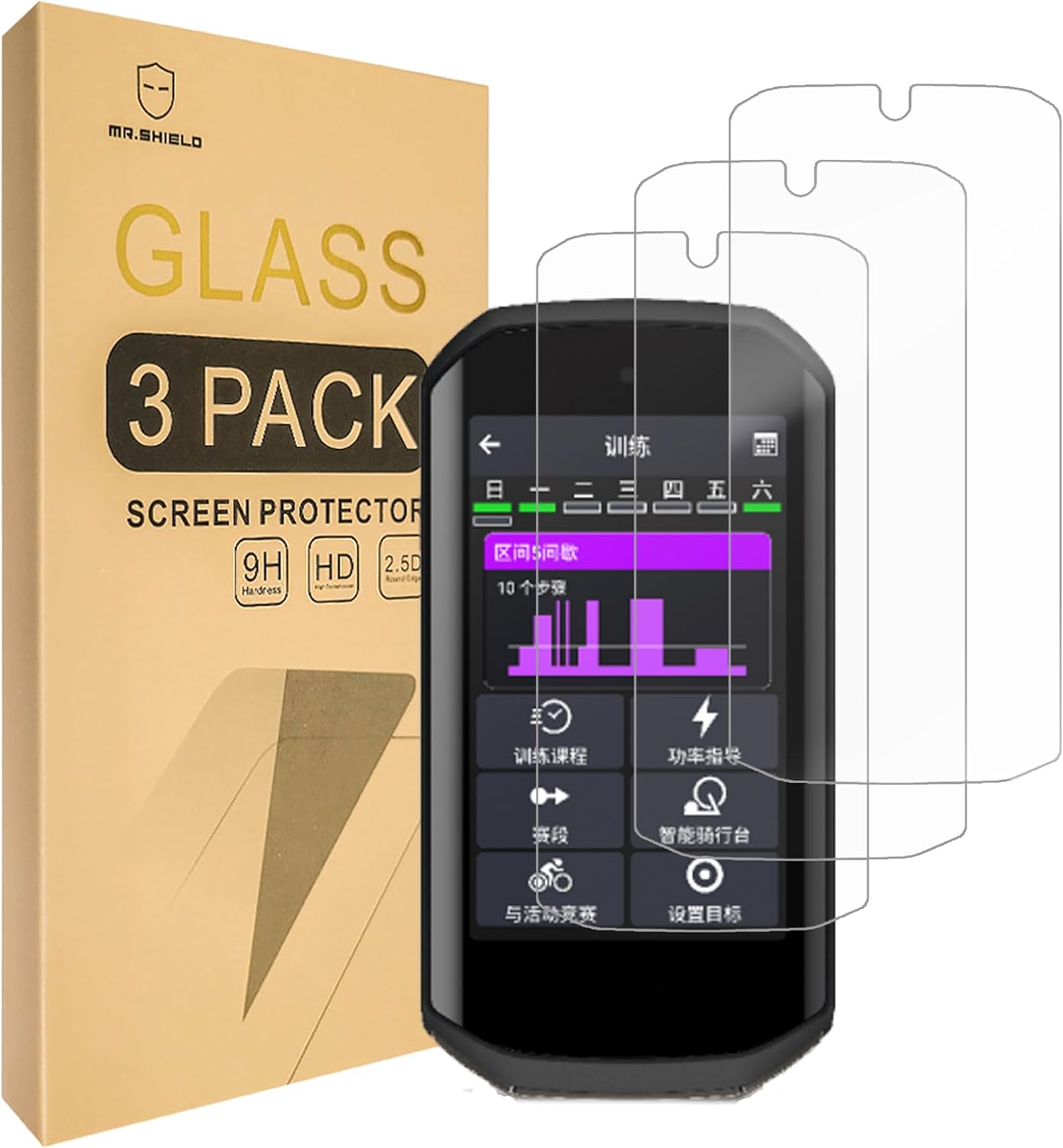 Mr.Shield Screen Protector compatible with Garmin Edge 1050 [Tempered Glass] [3-PACK] [Japan Glass with 9H Hardness]