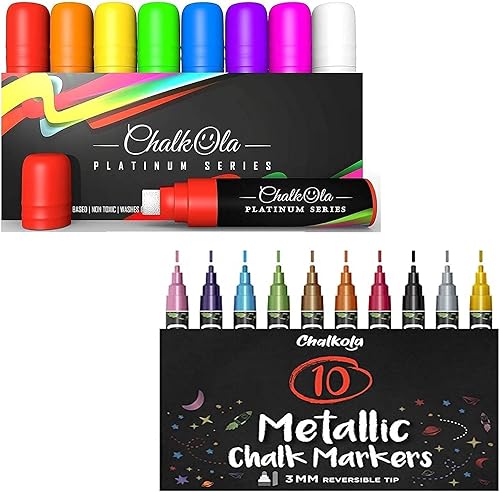 Marcadores de tiza Ultimate - 0.591 in Jumbo + 10 marcadores de tiza metálica de 0.118 in