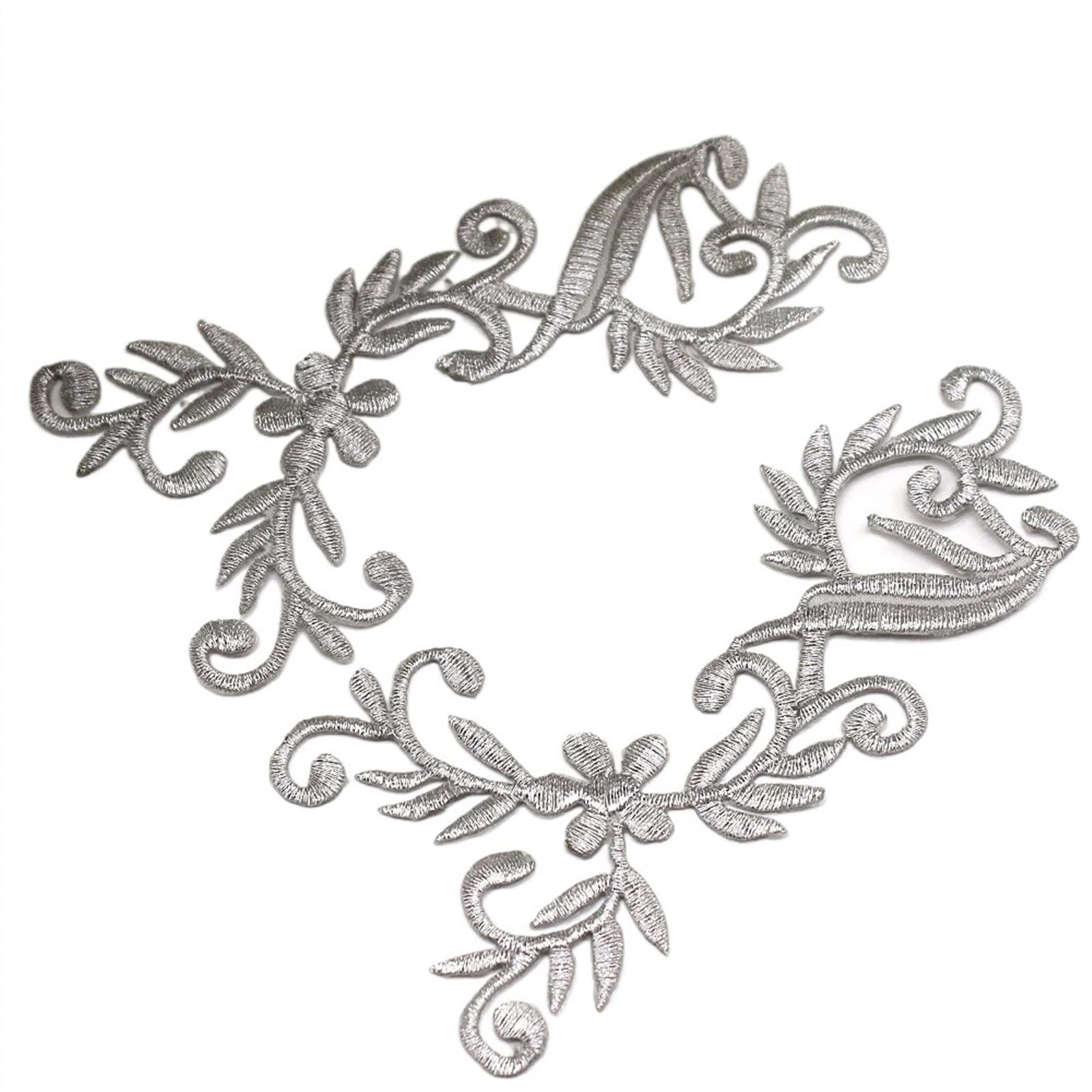 Appliques de fleurs à repasser argentées pour customiser et réparer des vêtements en tissu