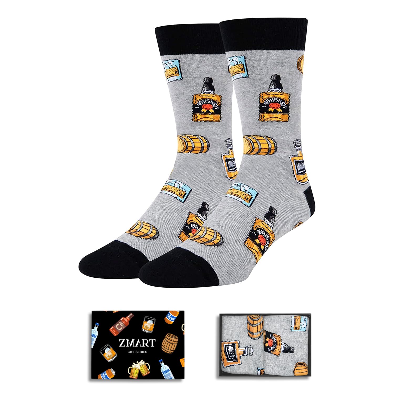 Zmart Food Drink Gifts for Men - Taco Whiskey Gifts, Funny Tacosaurus Whiskey Socks