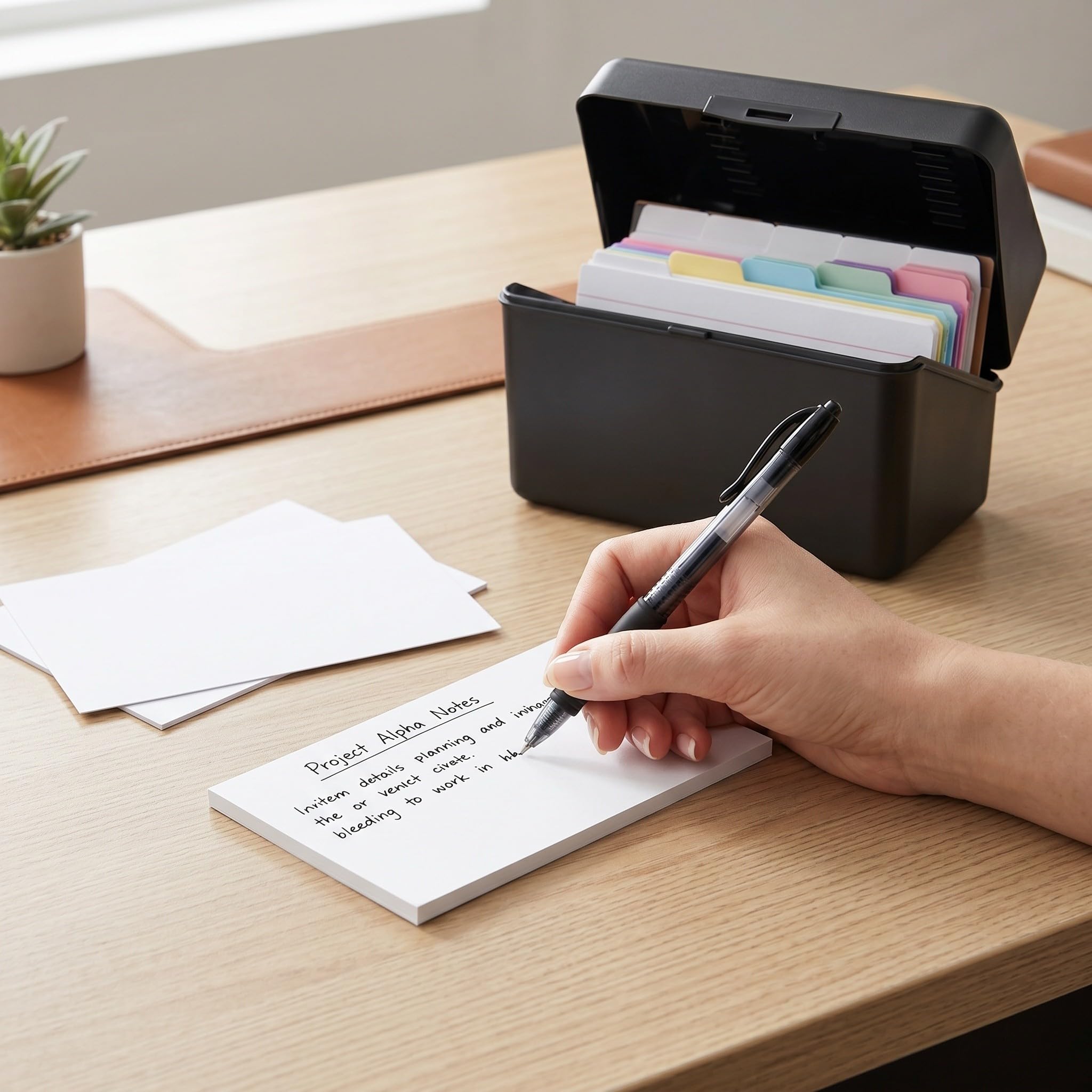 2 Sets Schwarze Karteikasten Box für Karteikarten mit Trennkarten und Aufklebern Kompakte Aufbewahrung für Büro und Zuhause Praktisches Lernkarten