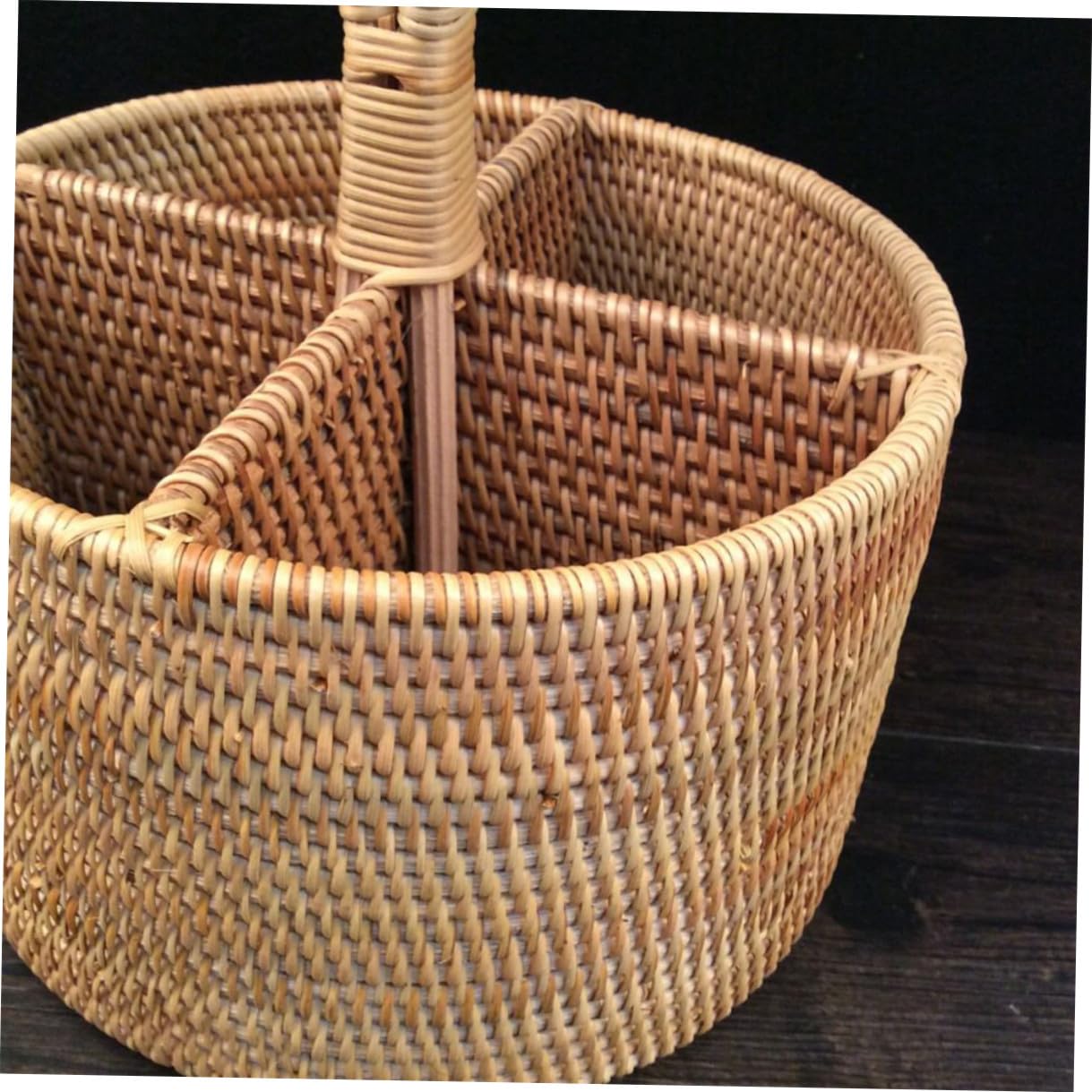 Aufbewahrungskorb aus Rattan für Schreibtisch und Homeoffice | Natürliche Flechtoptik, Leichtes Format für Kleine Utensilien, für Wohnbereich und Fotorequisiten