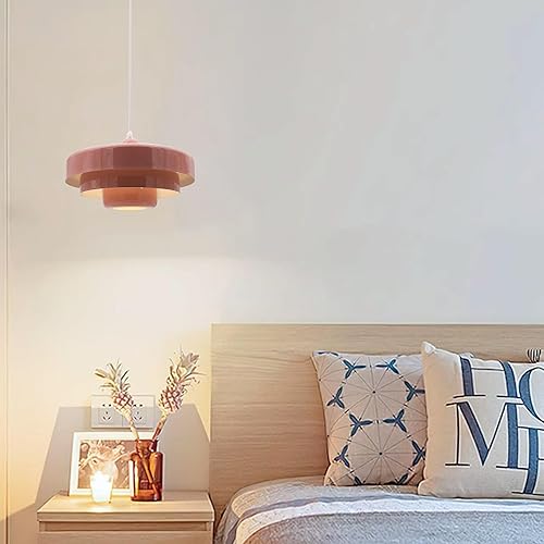 Miniatura 6 de Lámpara colgante rosa enchufable, lámpara colgante moderna de mediados de siglo, lámpara colgante nórdica, iluminación colgante, pantalla de metal