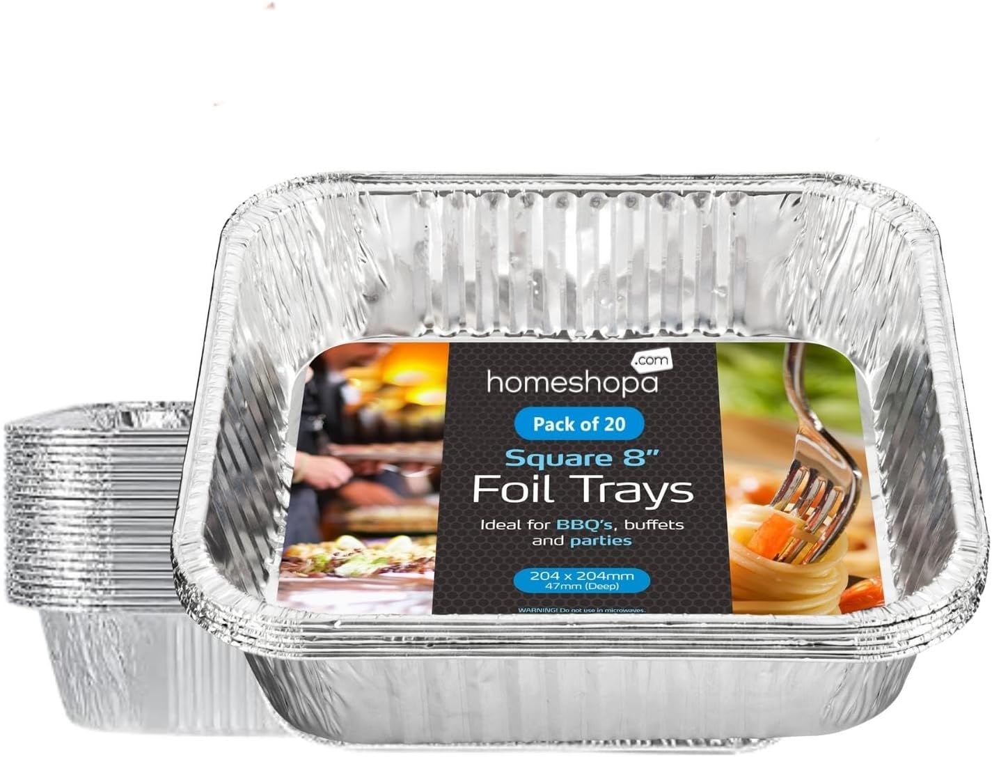 Aluminium Foil Trays, 8 Inch 25 Pack Square Disposable Tin