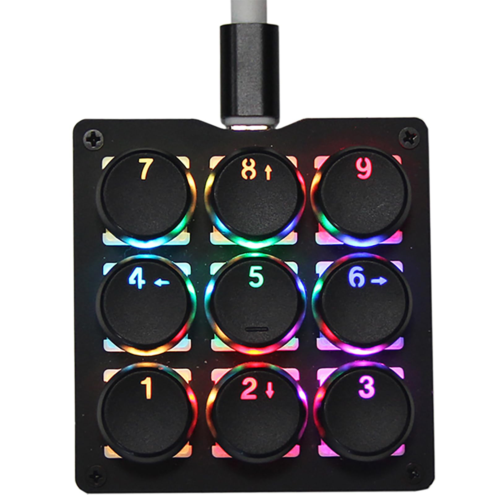 Pavé numérique mécanique à une main 24 réglages macro programmables Clavier rond 9 touches entièrement programmables Clavier de jeu rétroéclairé RVB pour Windows/Mac Interrupteur bleu