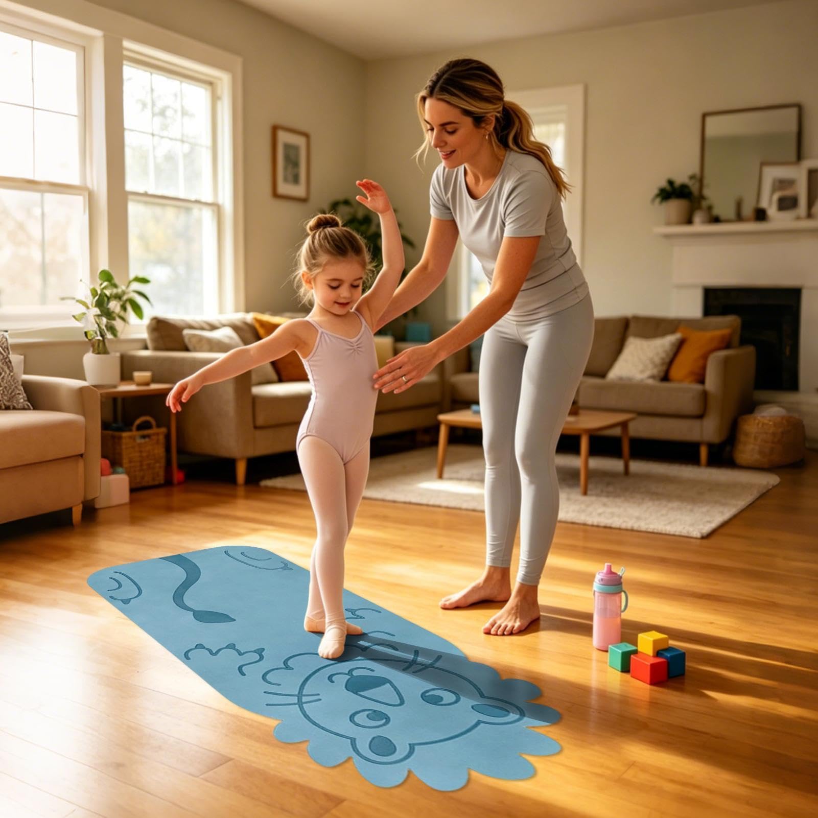Tappetino Yoga Bambini Tappeto per Allenamento con Motivo Animali Cartoon | Materassino per Esercizi per Casa Palestra Soggiorno Camera da Appartamento Dormitorio Studio Fitness Ufficio