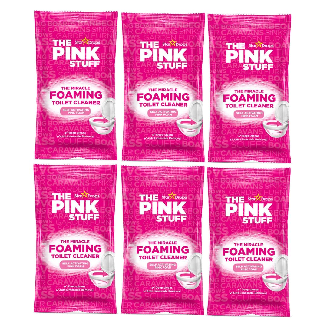 The Pink Stuff Limpiador Espumoso para Inodoros en Polvo, 6 Sobres x 100g, Miracle