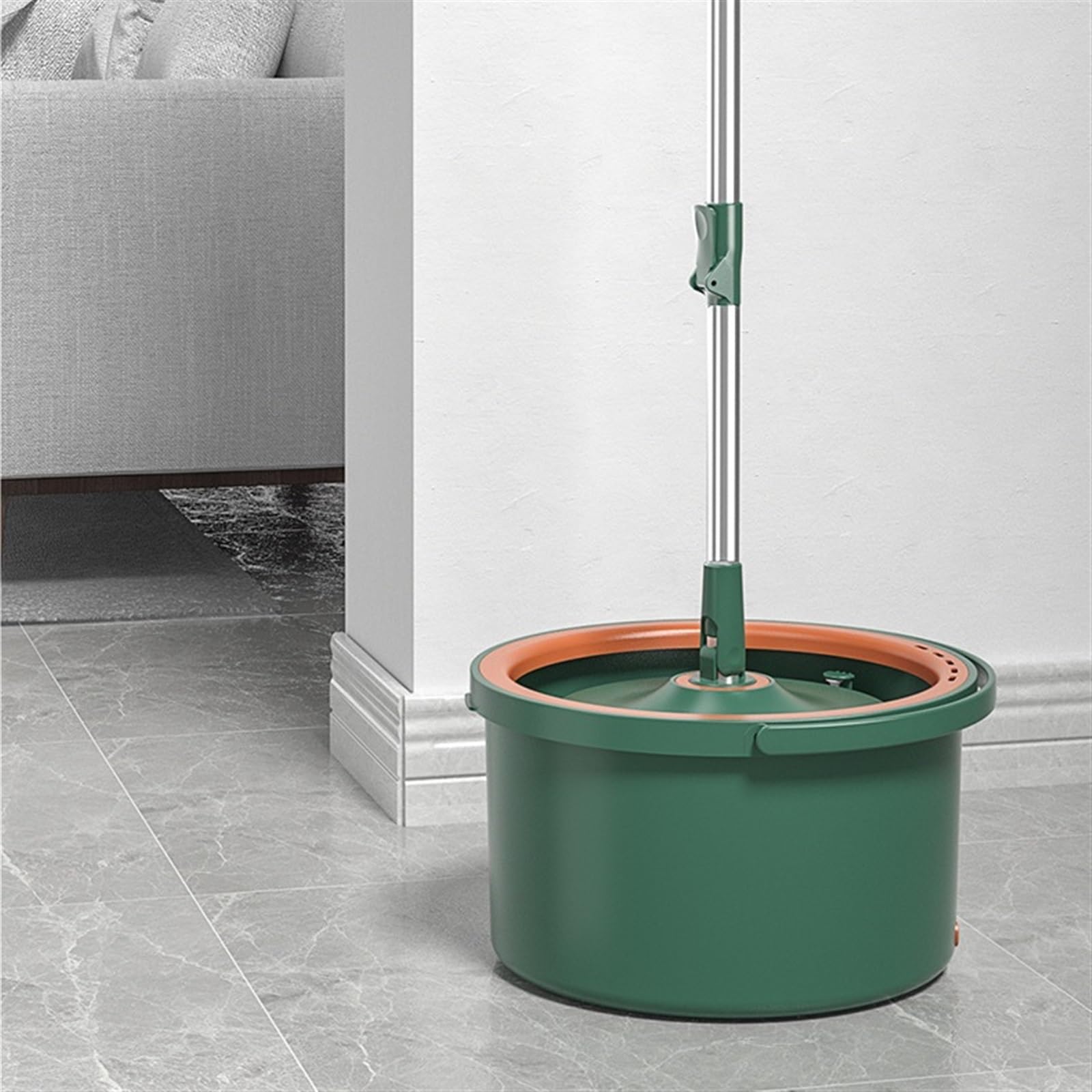 Fregona Cubo De Prensa Giratorio For El Hogar, Paño De Fregona Absorbente De Agua, Juego De Fregona Plana Húmeda Y Seca, No Se Lava A Mano