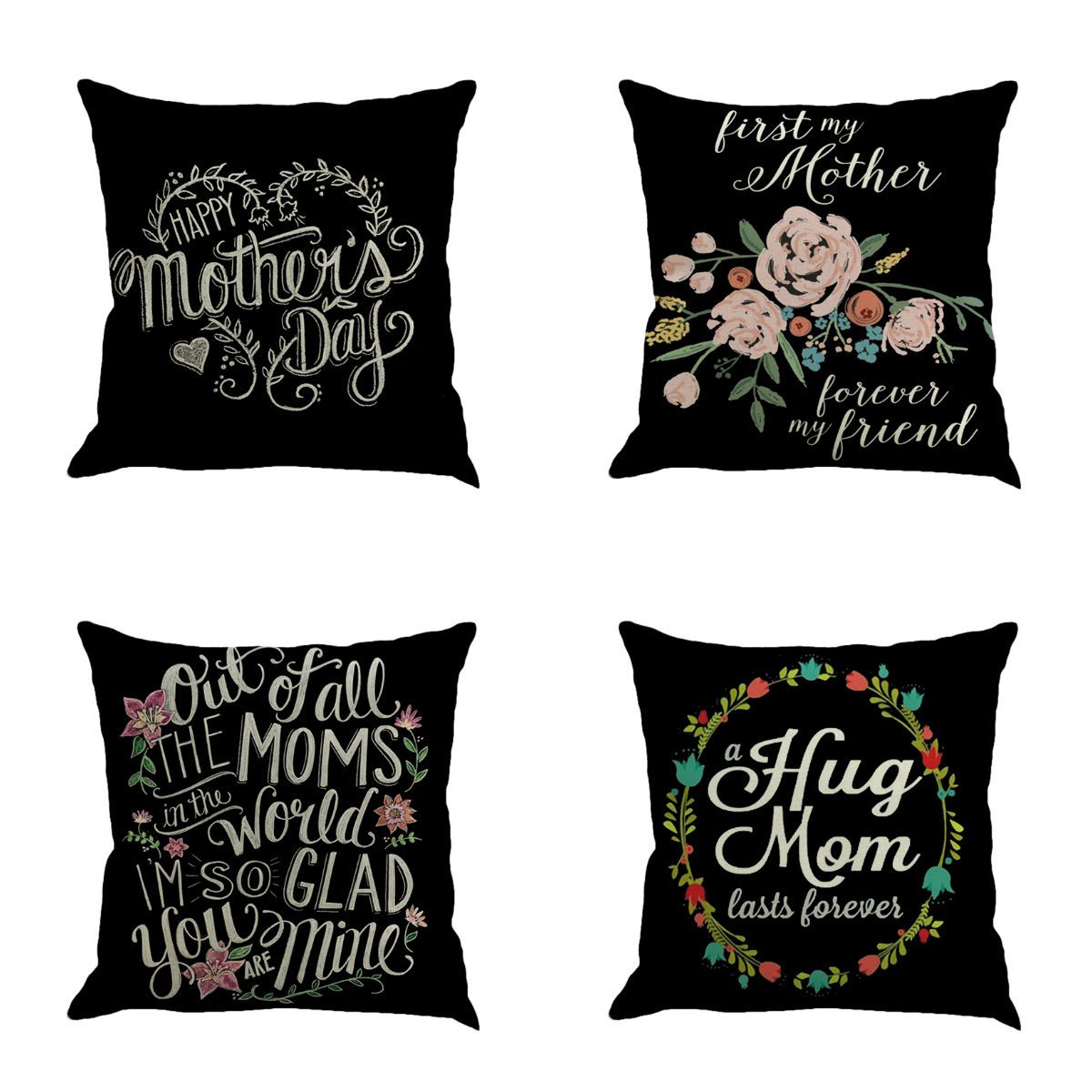 QinqingoPillow Covers Inspirational Quote Decorative Cotton Linen Mom Gifts Cushion Cover Home Sofa Decor Pillowcases 18"x18"