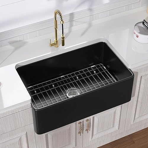 Miniatura 19 de Fregadero de Granja Negro de 36 Pulgadas - Fregadero de Cocina Extra Grande con Delantal Frontal de Montaje Inferior Reversible 36"x20"x10