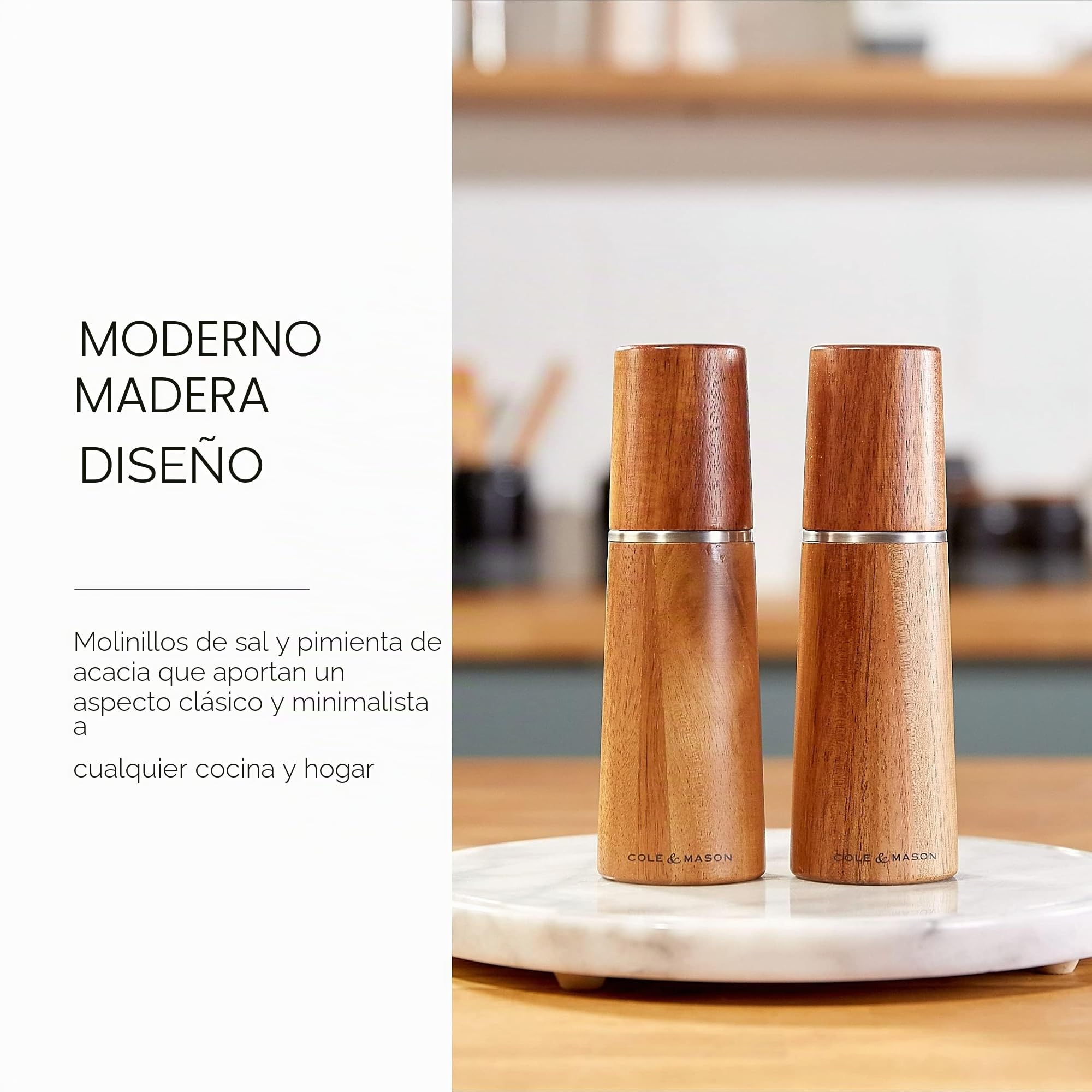 Cole & Mason Marlow Molinillos de Sal y Pimienta, Madera de Acacia, 18,5 cm