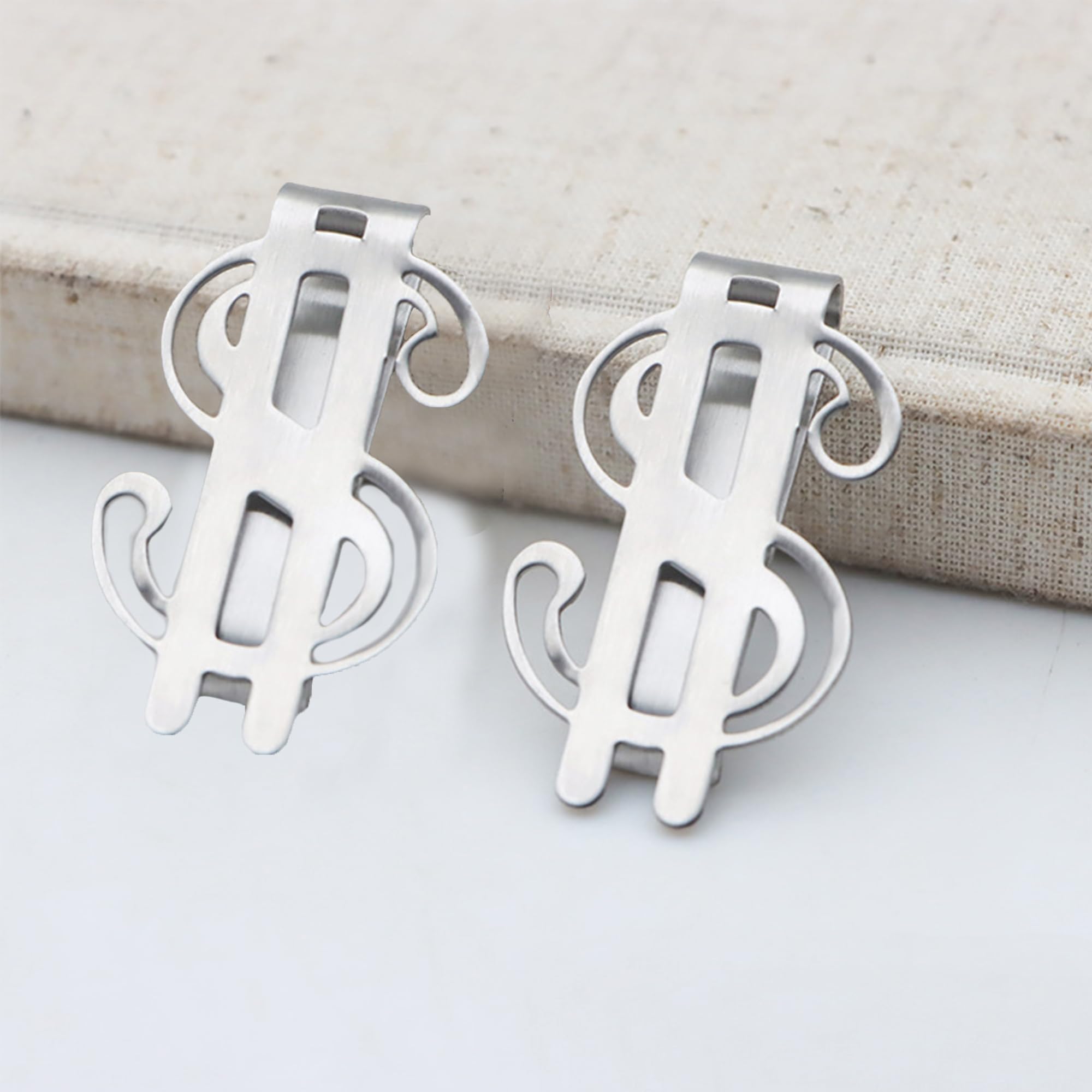 ZAHD 2 SZT. Klipsy na pieniądze męskie Klipsy na pieniądze Money Clip Spinki na banknoty Ultra cienki metalowy klips na pieniądze Klamra na gotówkę na banknoty Karta wizytowa Karta kredytowa, srebro
