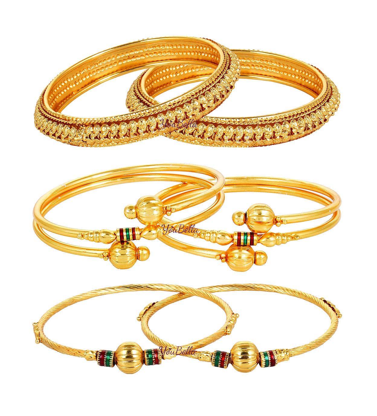 Valentine Gifts : YouBella Gold Plated Bangles Combo of 3 Bangles Jewellery for Girls/Women (2.6) (B06XF36V1M) Amazon Price History, Amazon Price Tracker