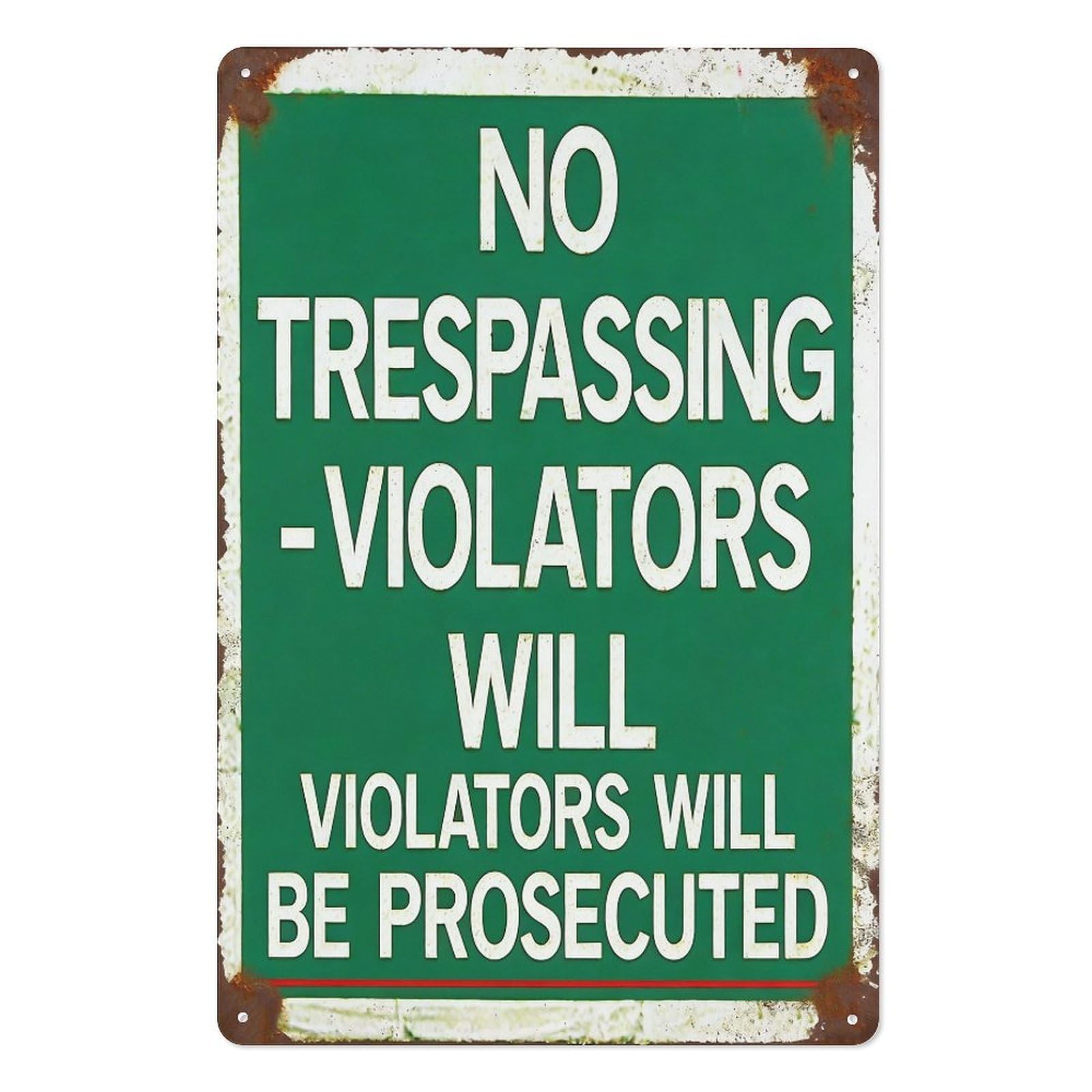 peiyeety No Trespassing Metal Tin Sign – 8x12 Inch Decorative Wall Decor, Rustic Warning Style Novelty Plaque, Vintage Metal Wall Art