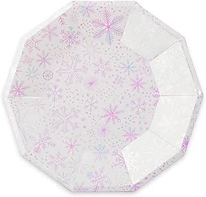 Frosted Iridescent Snowflake Dessert Plates 8ct