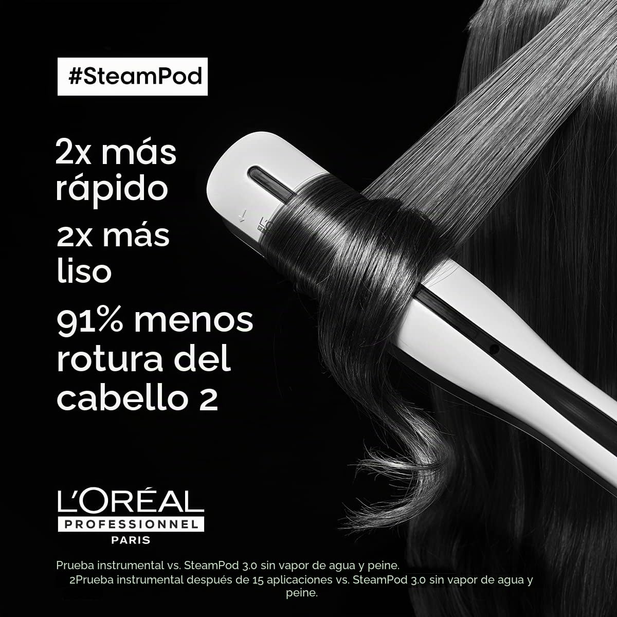 L'Oréal Professionnel SteamPod 3| Plancha alisadora de vapor para alisar y rizar con champú y máscara para probar