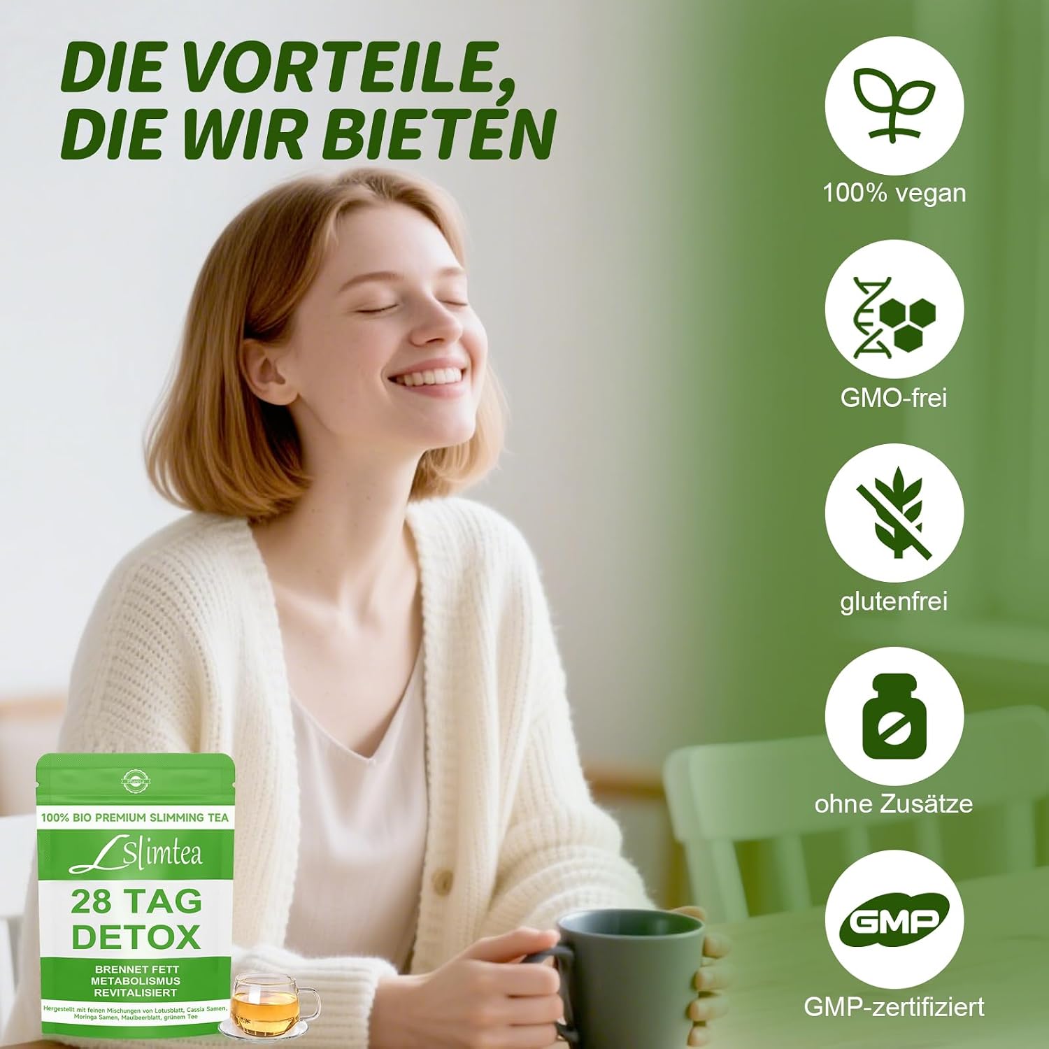 Detox Tee zum Abnehmen – 28 Tage Grüne Entgiftungspulver Entgiftungstee mit Lotusblatt, Cassia-Samen, Moringa, Maulbeerblatt – Natürliche Fettverbrennung, Stoffwechsel Boost & Verdauungsunterstützung - 3