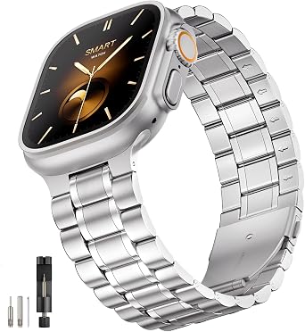 Bestig Metal Band Compatible with Apple Watch Bands for Men Women | Business Stainless Steel Strap for iWatch Ultra 3 2 1 Series 11 10 9 8 7 6 SE 5 4, 49mm 46mm 45mm 44mm 42mmSeries 3 2 1