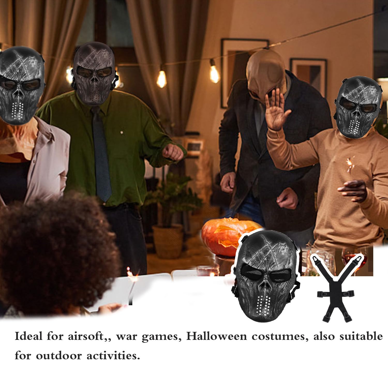 Easy Provider Skull Airsoft Paintball Caccia Full Face Protect Maschera Mesh Occhiali