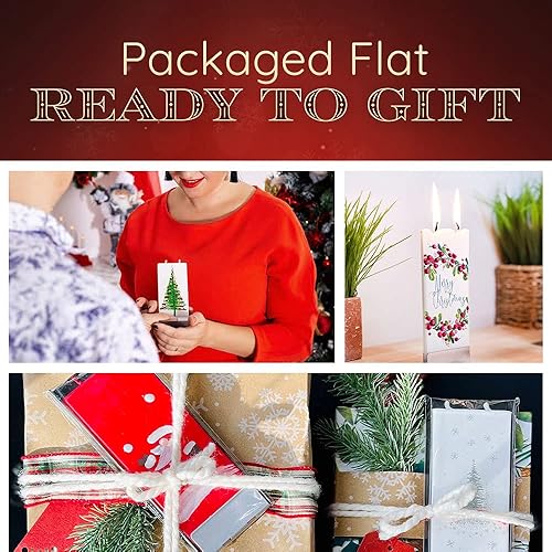 Miniatura 7 de FLATYZ Vela de Navidad hecha a mano, sin perfume, resistente al goteo y sin humo, vela de 2 mechas para decoración del hogar y la habitación, velas