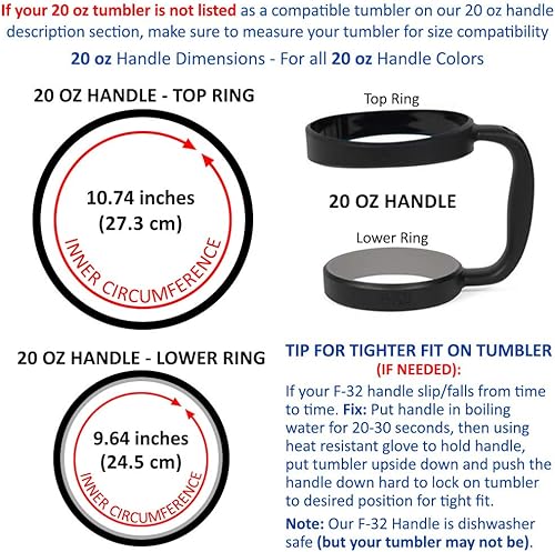 Miniatura 4 de Mango para taza, 18 colores, disponible para tazas de 30 onzas o 20 onzas, sin BPA de F-32, Negro (Midnight black)