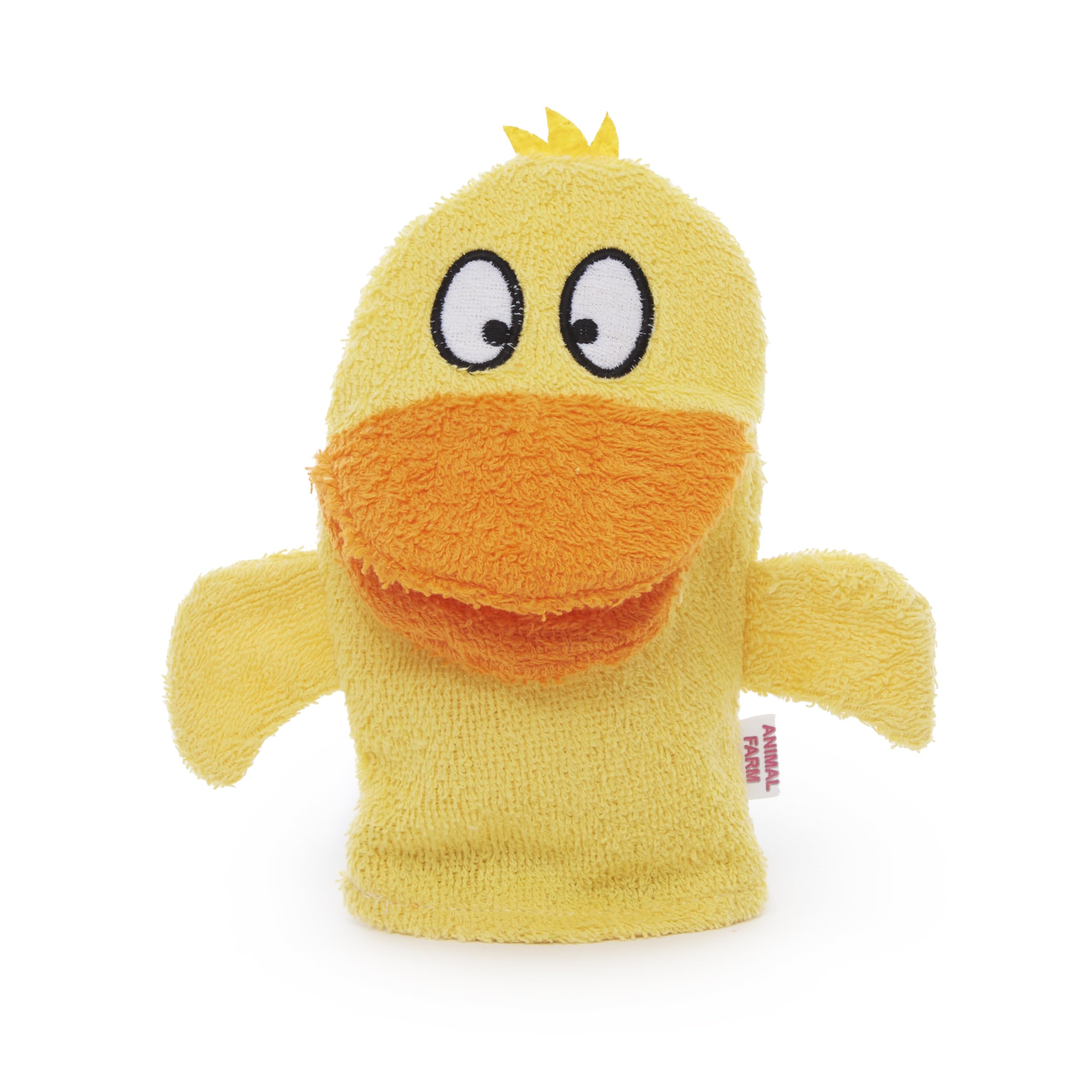 Isabelle Laurier - Gant de Toilette Amusant pour Enfant 100% Coton - Gant de Bain éponge pour bébé - Modèle Canard, Jaune
