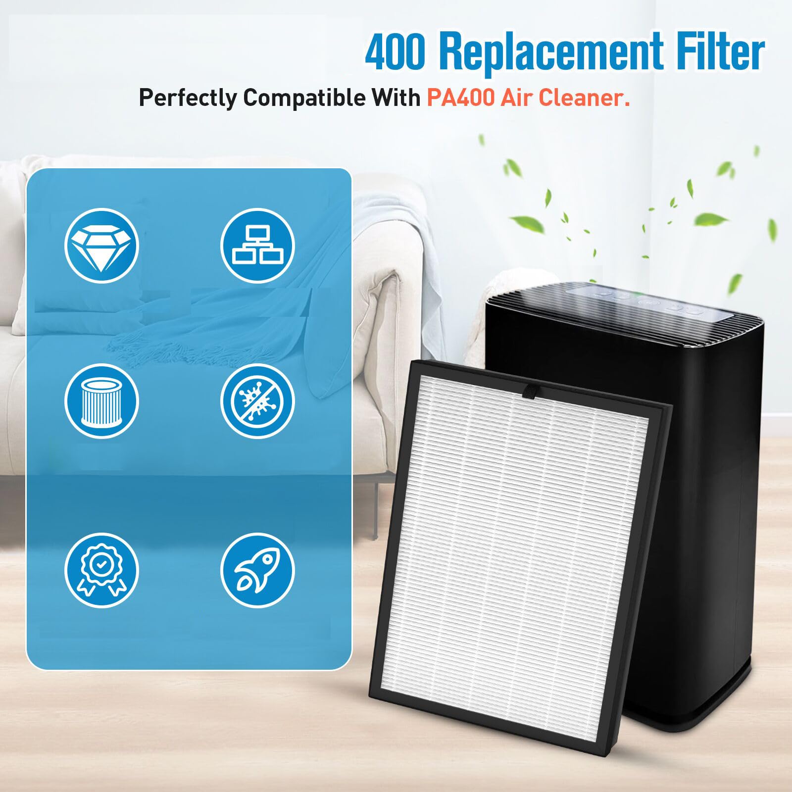 Paquete de 2 filtros de repuesto 400 para Puro 400, filtro de repuesto HP-14, para filtro de aire 400 Puro